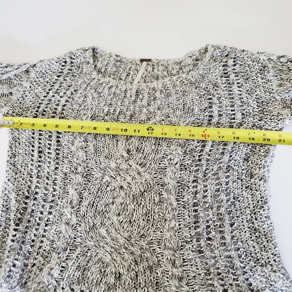 Free People Sweater Fisherman Cable Knit Boho Linen Grey XS - Picture 8 of 10